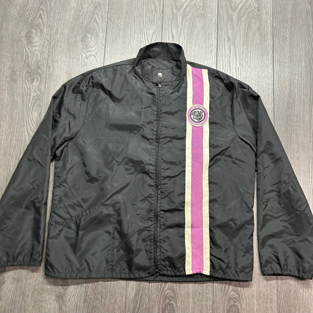 Vintage 80s Arctic Cat Snowmobiles Racing Jacket Black Purple Large Windbreaker